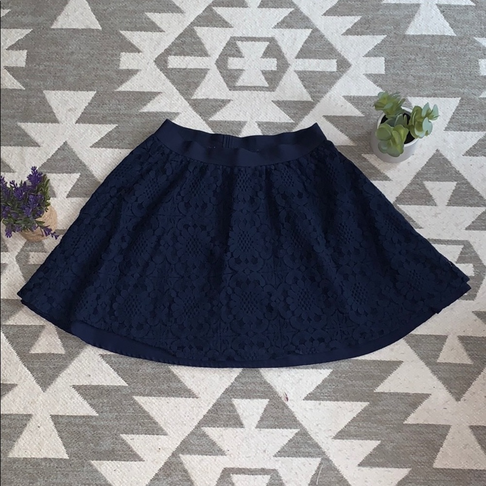 Navy lace skater skirt